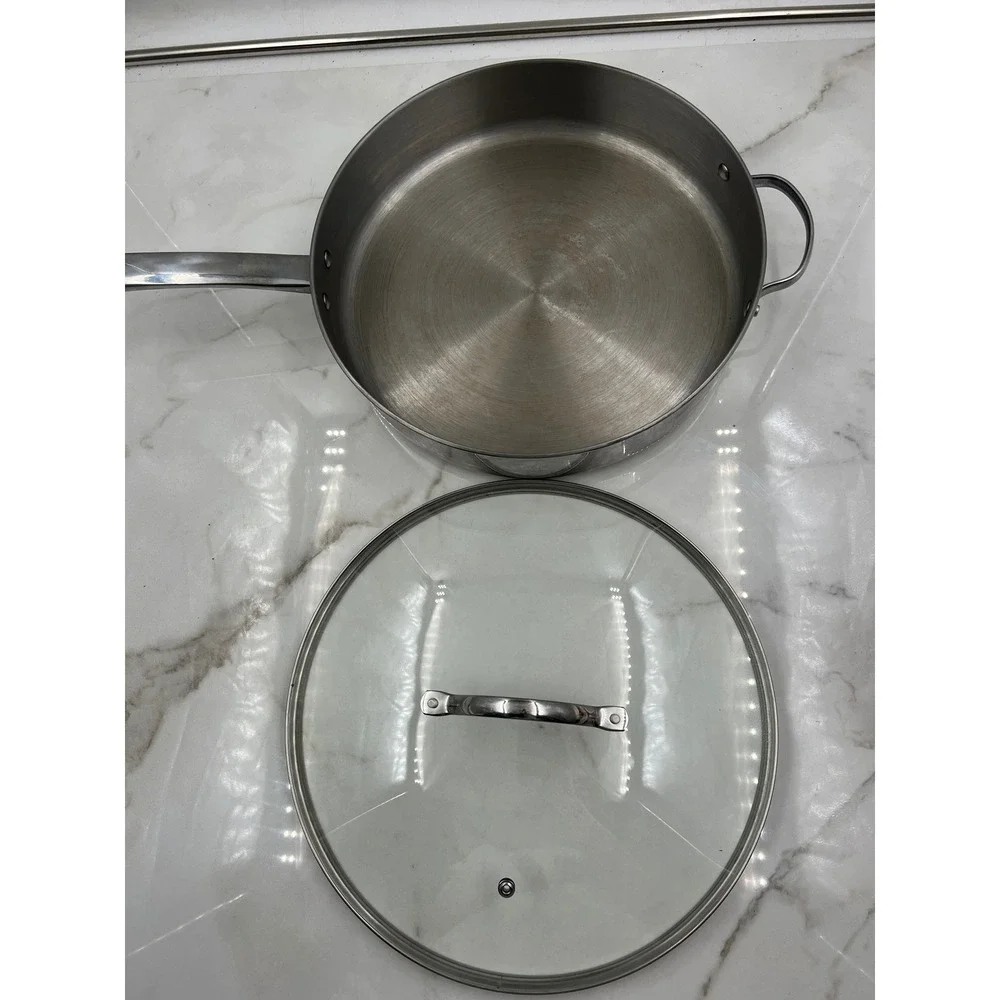 Tools of the Trade Basics 12 Inch 5QT Stainless Steel Saute Pan with Glass Lid